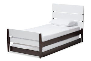 Baxton Studio Nereida Modern Classic Mission Style White and Dark Brown-Finished Wood Twin Platform Bed