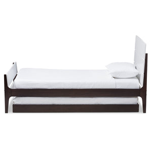 Baxton Studio Nereida Modern Classic Mission Style White and Dark Brown-Finished Wood Twin Platform Bed