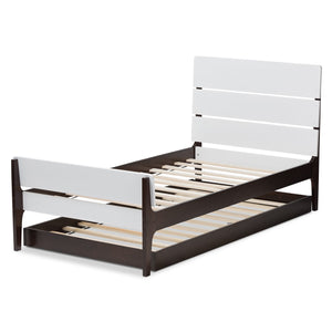 Baxton Studio Nereida Modern Classic Mission Style White and Dark Brown-Finished Wood Twin Platform Bed