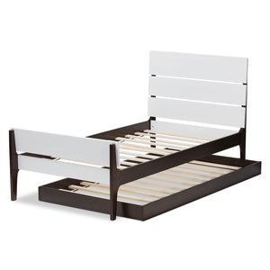 Baxton Studio Nereida Modern Classic Mission Style White and Dark Brown-Finished Wood Twin Platform Bed