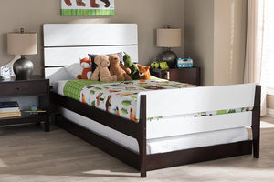 Baxton Studio Nereida Modern Classic Mission Style White and Dark Brown-Finished Wood Twin Platform Bed