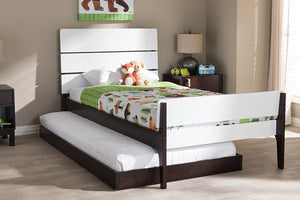 Baxton Studio Nereida Modern Classic Mission Style White and Dark Brown-Finished Wood Twin Platform Bed