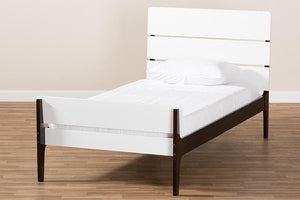 Baxton Studio Nereida Modern Classic Mission Style White and Dark Brown-Finished Wood Twin Platform Bed