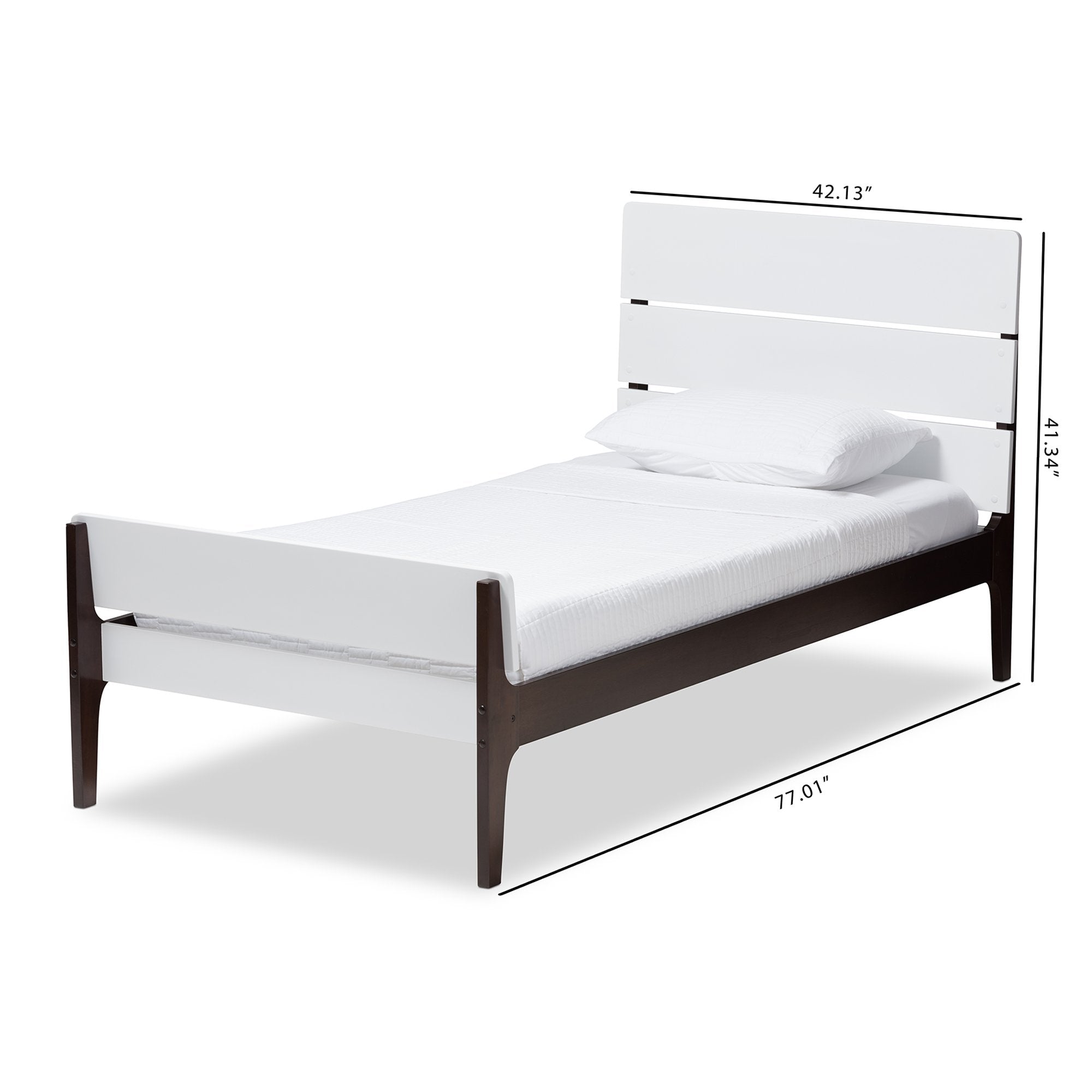 Baxton Studio Nereida Modern Classic Mission Style White and Dark Brown-Finished Wood Twin Platform Bed