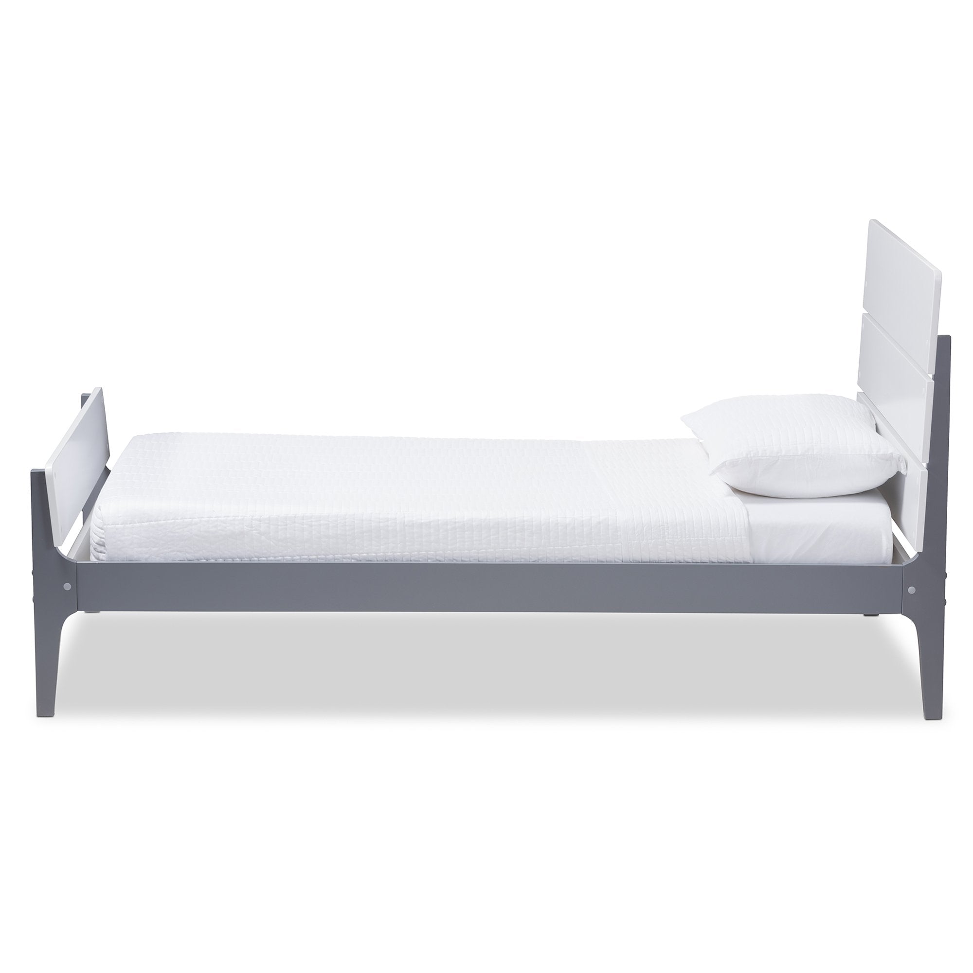 Baxton Studio Nereida Modern Classic Mission Style White and Dark Grey-Finished Wood Twin Platform Bed