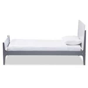 Baxton Studio Nereida Modern Classic Mission Style White and Dark Grey-Finished Wood Twin Platform Bed