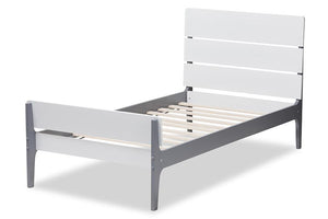 Baxton Studio Nereida Modern Classic Mission Style White and Dark Grey-Finished Wood Twin Platform Bed