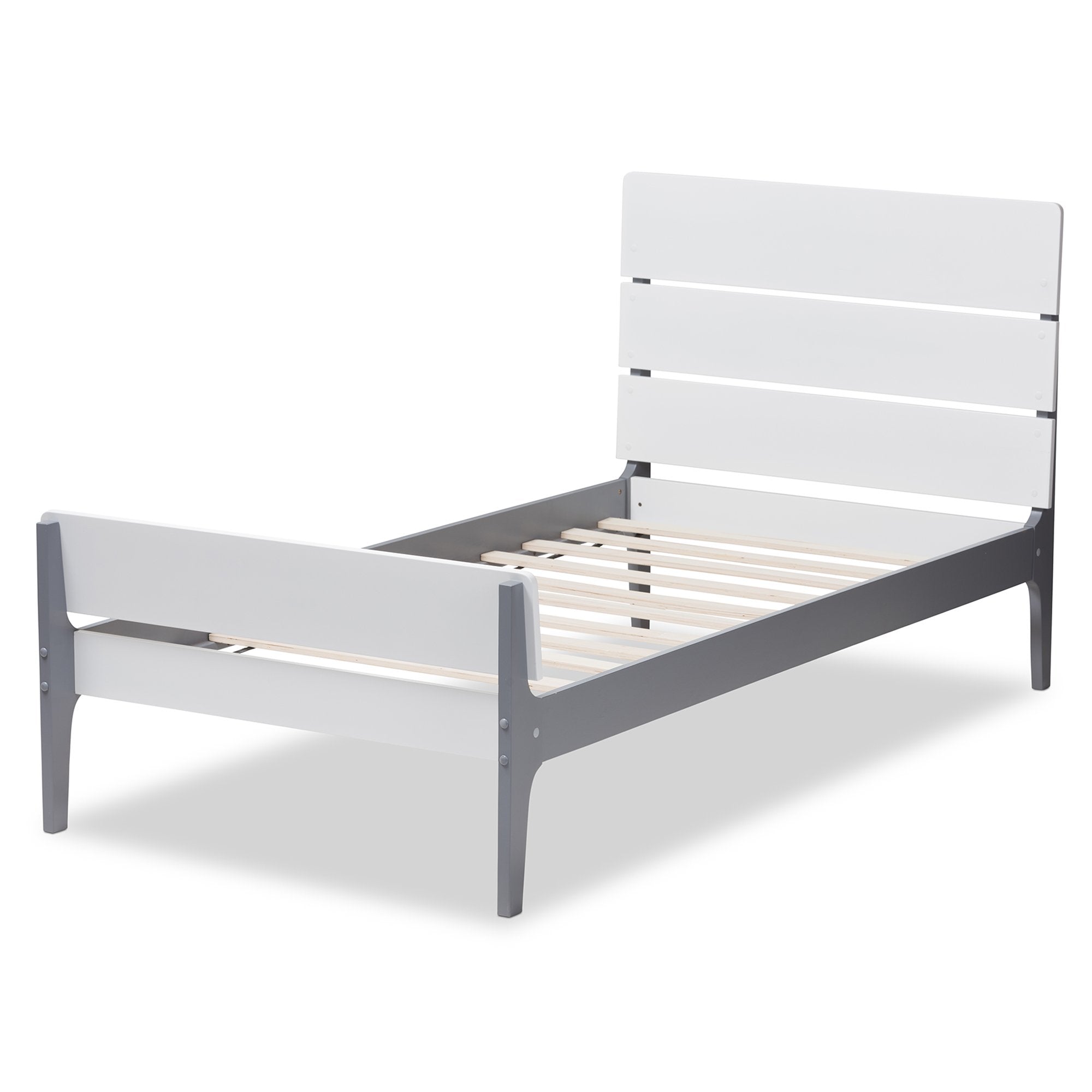 Baxton Studio Nereida Modern Classic Mission Style White and Dark Grey-Finished Wood Twin Platform Bed