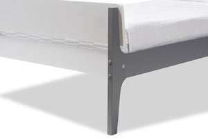 Baxton Studio Nereida Modern Classic Mission Style White and Dark Grey-Finished Wood Twin Platform Bed