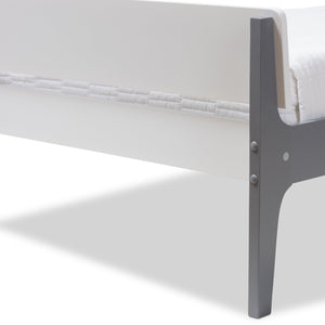 Baxton Studio Nereida Modern Classic Mission Style White and Dark Grey-Finished Wood Twin Platform Bed