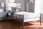 Baxton Studio Nereida Modern Classic Mission Style White and Dark Grey-Finished Wood Twin Platform Bed