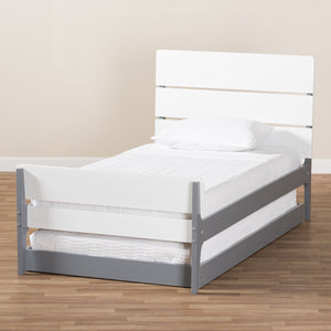 Baxton Studio Nereida Modern Classic Mission Style White and Grey-Finished Wood Twin Platform Bed