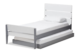 Baxton Studio Nereida Modern Classic Mission Style White and Grey-Finished Wood Twin Platform Bed