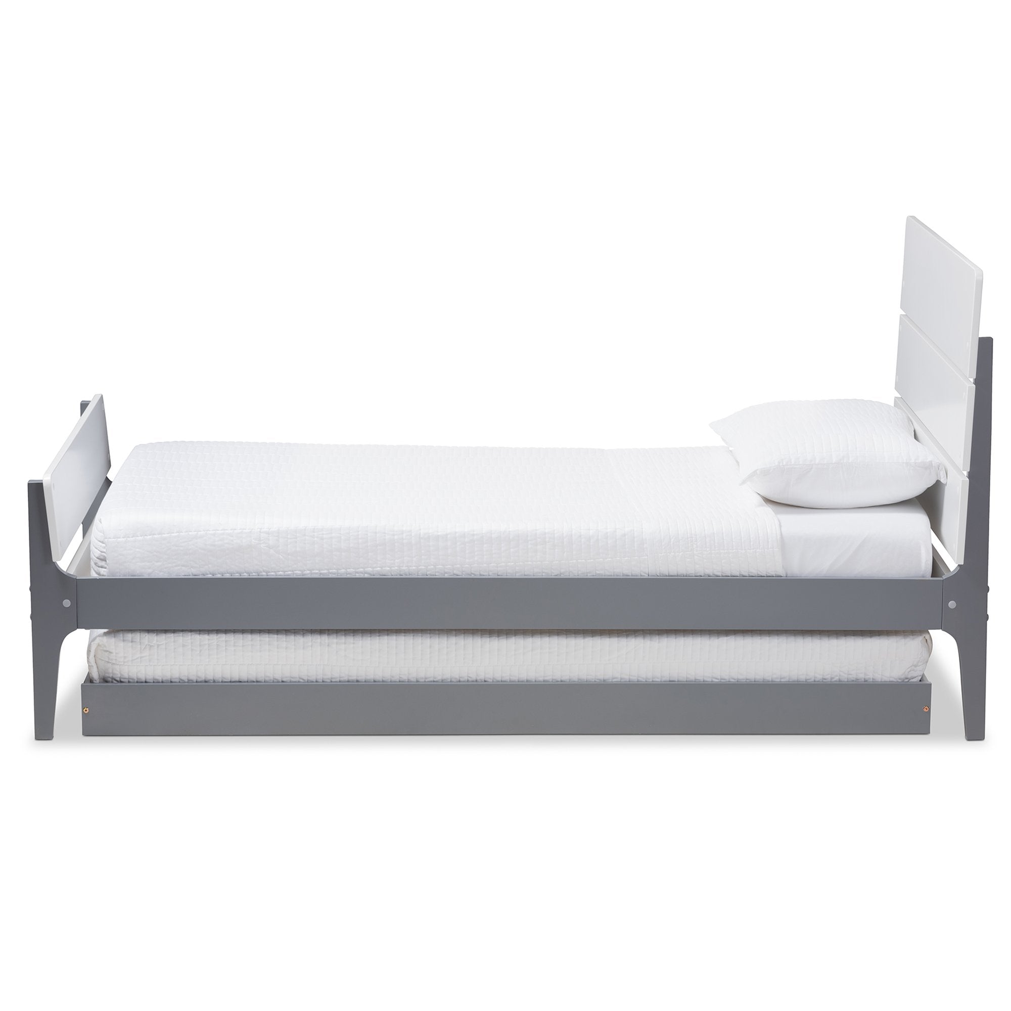 Baxton Studio Nereida Modern Classic Mission Style White and Grey-Finished Wood Twin Platform Bed