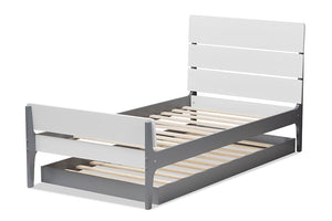 Baxton Studio Nereida Modern Classic Mission Style White and Grey-Finished Wood Twin Platform Bed