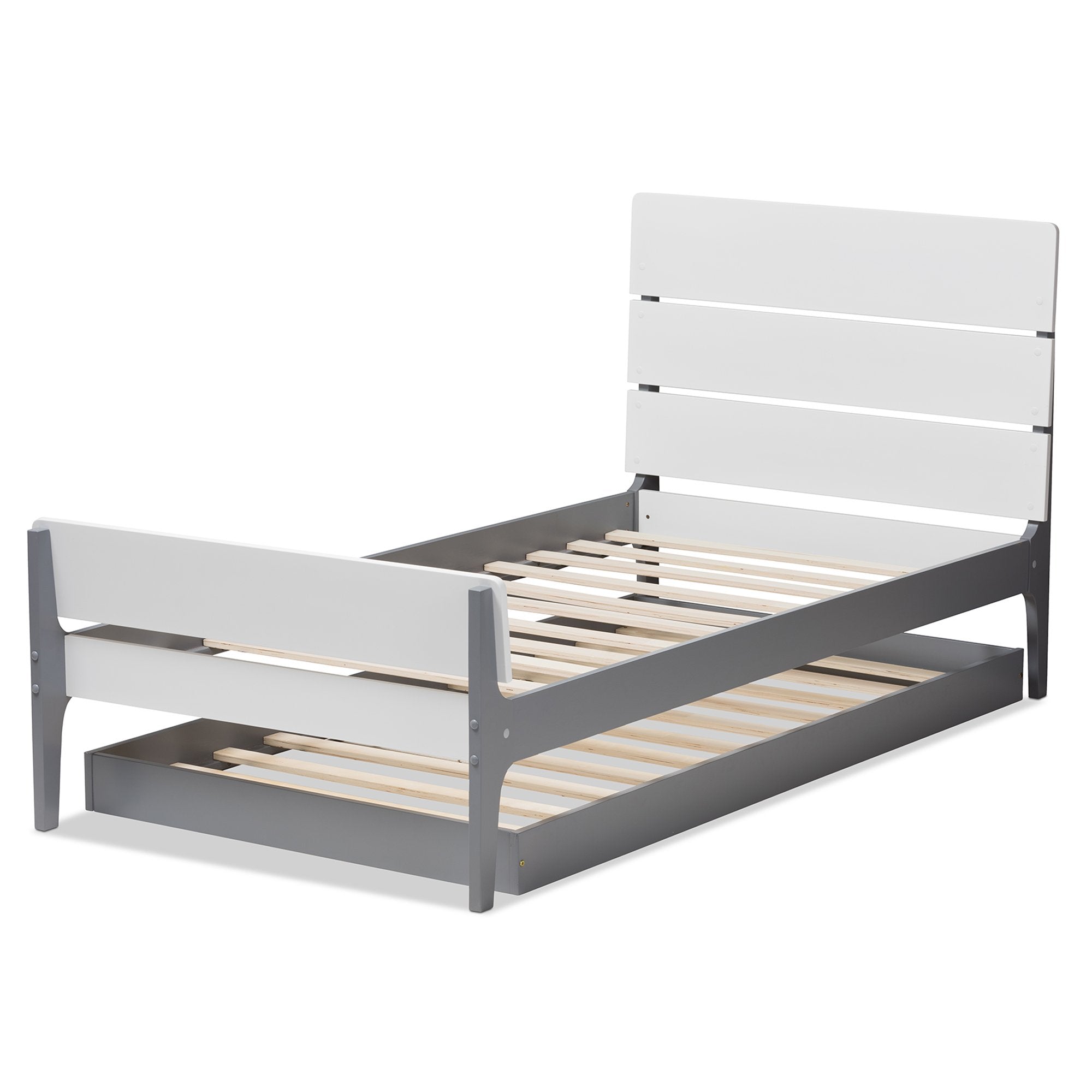 Baxton Studio Nereida Modern Classic Mission Style White and Grey-Finished Wood Twin Platform Bed