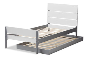 Baxton Studio Nereida Modern Classic Mission Style White and Grey-Finished Wood Twin Platform Bed