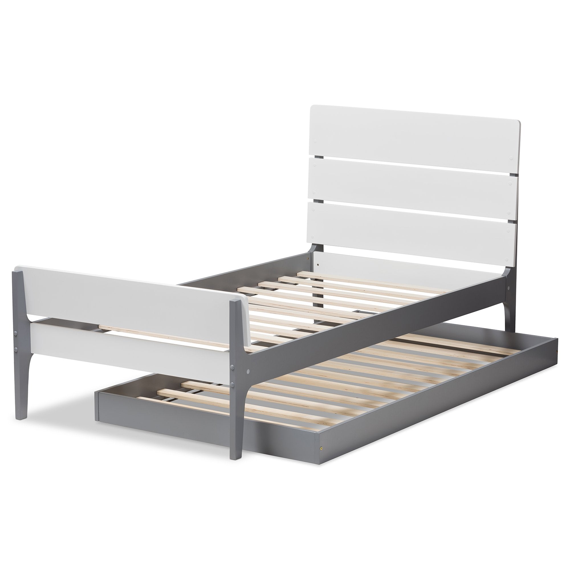 Baxton Studio Nereida Modern Classic Mission Style White and Grey-Finished Wood Twin Platform Bed