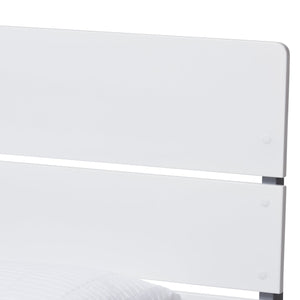 Baxton Studio Nereida Modern Classic Mission Style White and Grey-Finished Wood Twin Platform Bed