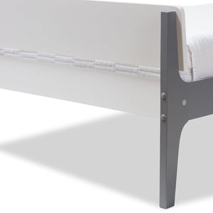 Baxton Studio Nereida Modern Classic Mission Style White and Grey-Finished Wood Twin Platform Bed