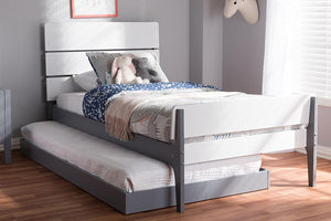 Baxton Studio Nereida Modern Classic Mission Style White and Grey-Finished Wood Twin Platform Bed