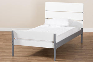 Baxton Studio Nereida Modern Classic Mission Style White and Dark Grey-Finished Wood Twin Platform Bed