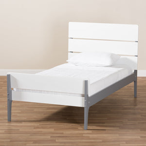 Baxton Studio Nereida Modern Classic Mission Style White and Dark Grey-Finished Wood Twin Platform Bed