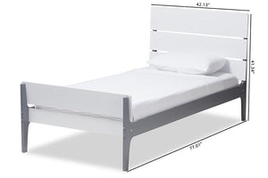 Baxton Studio Nereida Modern Classic Mission Style White and Dark Grey-Finished Wood Twin Platform Bed