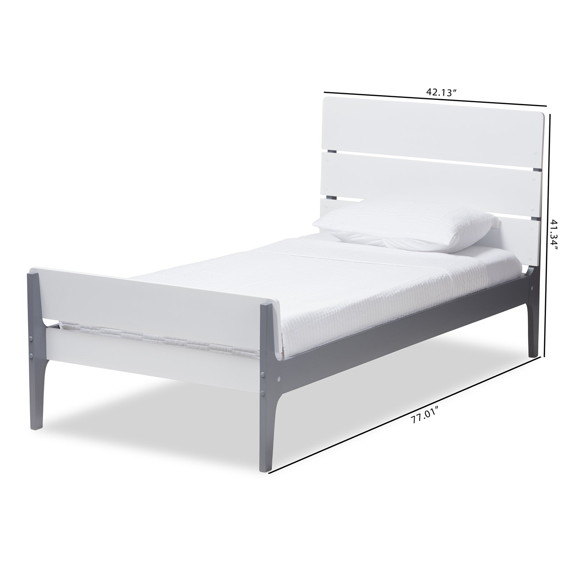 Baxton Studio Nereida Modern Classic Mission Style White and Dark Grey-Finished Wood Twin Platform Bed