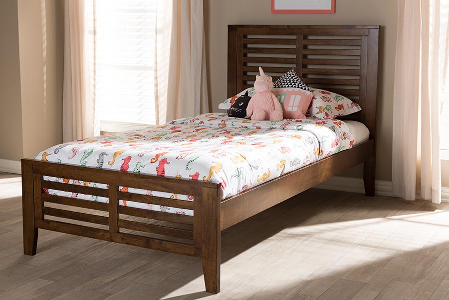 Baxton Studio Sedona Modern Classic Mission Style Brown-Finished Wood Twin Platform Bed