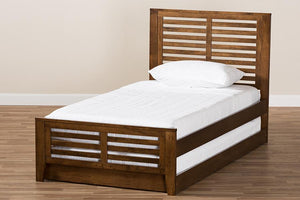 Baxton Studio Sedona Modern Classic Mission Style Brown-Finished Wood Twin Platform Bed with Trundle