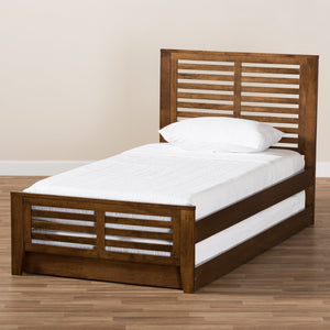 Baxton Studio Sedona Modern Classic Mission Style Brown-Finished Wood Twin Platform Bed with Trundle