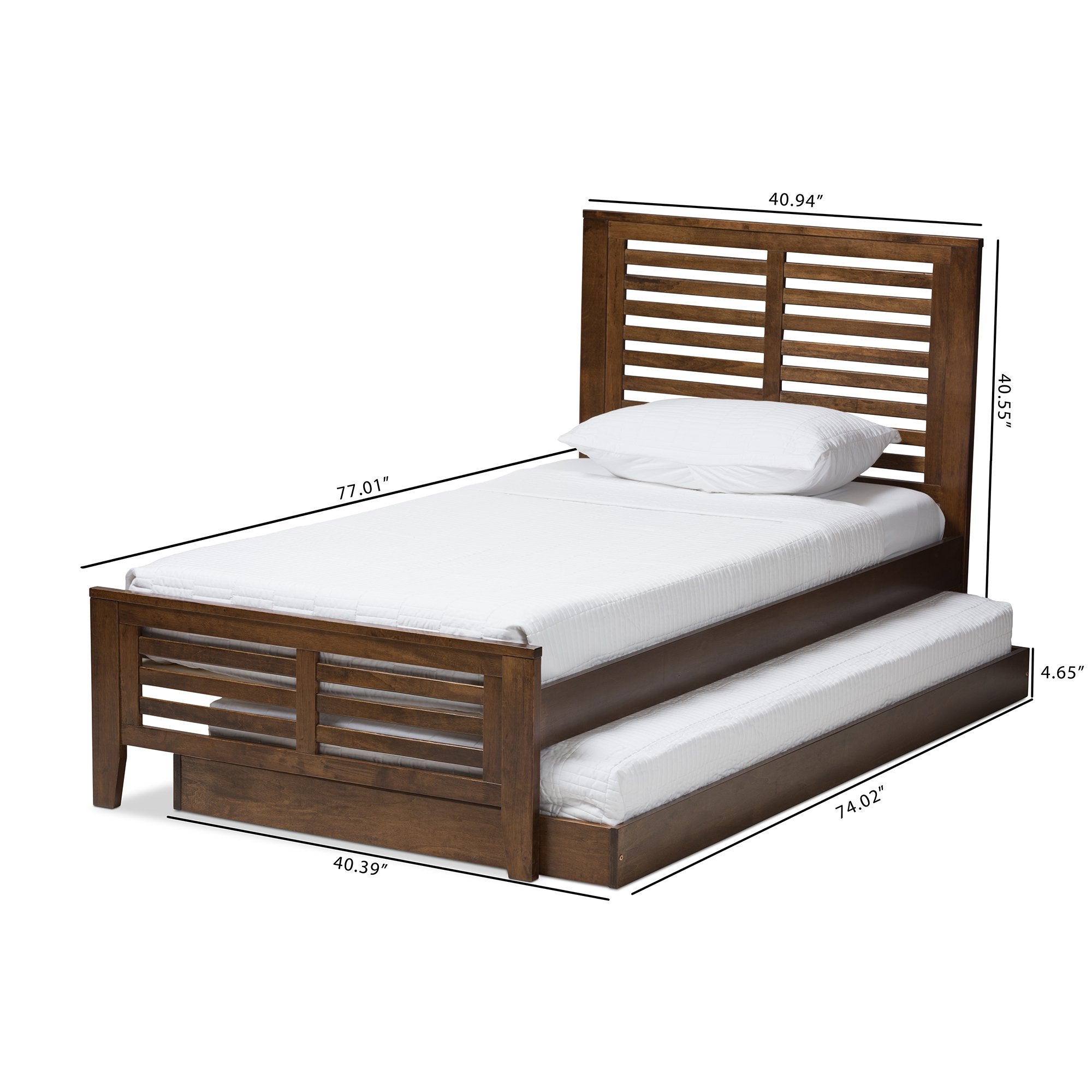 Baxton Studio Sedona Modern Classic Mission Style Brown-Finished Wood Twin Platform Bed with Trundle