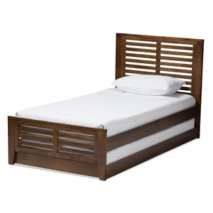 Baxton Studio Sedona Modern Classic Mission Style Brown-Finished Wood Twin Platform Bed with Trundle