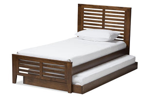 Baxton Studio Sedona Modern Classic Mission Style Brown-Finished Wood Twin Platform Bed with Trundle