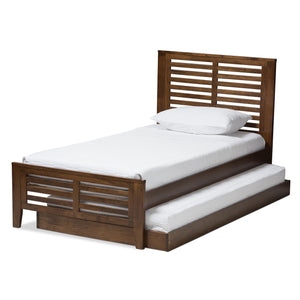 Baxton Studio Sedona Modern Classic Mission Style Brown-Finished Wood Twin Platform Bed with Trundle