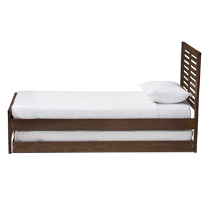 Baxton Studio Sedona Modern Classic Mission Style Brown-Finished Wood Twin Platform Bed with Trundle