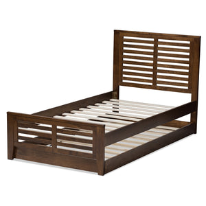 Baxton Studio Sedona Modern Classic Mission Style Brown-Finished Wood Twin Platform Bed with Trundle