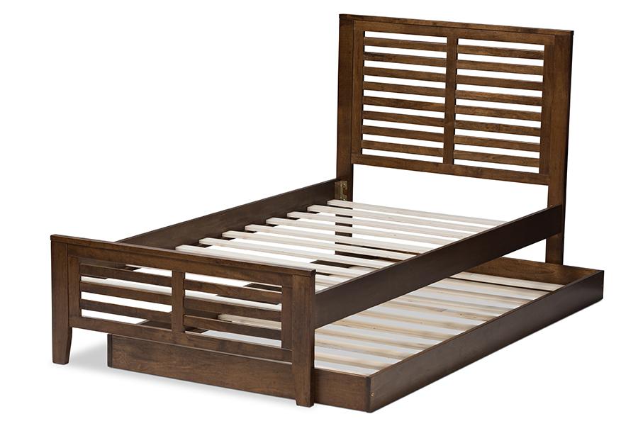 Baxton Studio Sedona Modern Classic Mission Style Brown-Finished Wood Twin Platform Bed with Trundle