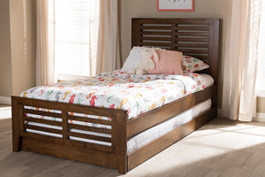 Baxton Studio Sedona Modern Classic Mission Style Brown-Finished Wood Twin Platform Bed with Trundle