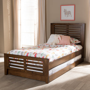 Baxton Studio Sedona Modern Classic Mission Style Brown-Finished Wood Twin Platform Bed with Trundle