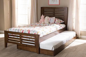 Baxton Studio Sedona Modern Classic Mission Style Brown-Finished Wood Twin Platform Bed with Trundle