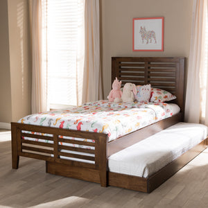 Baxton Studio Sedona Modern Classic Mission Style Brown-Finished Wood Twin Platform Bed with Trundle