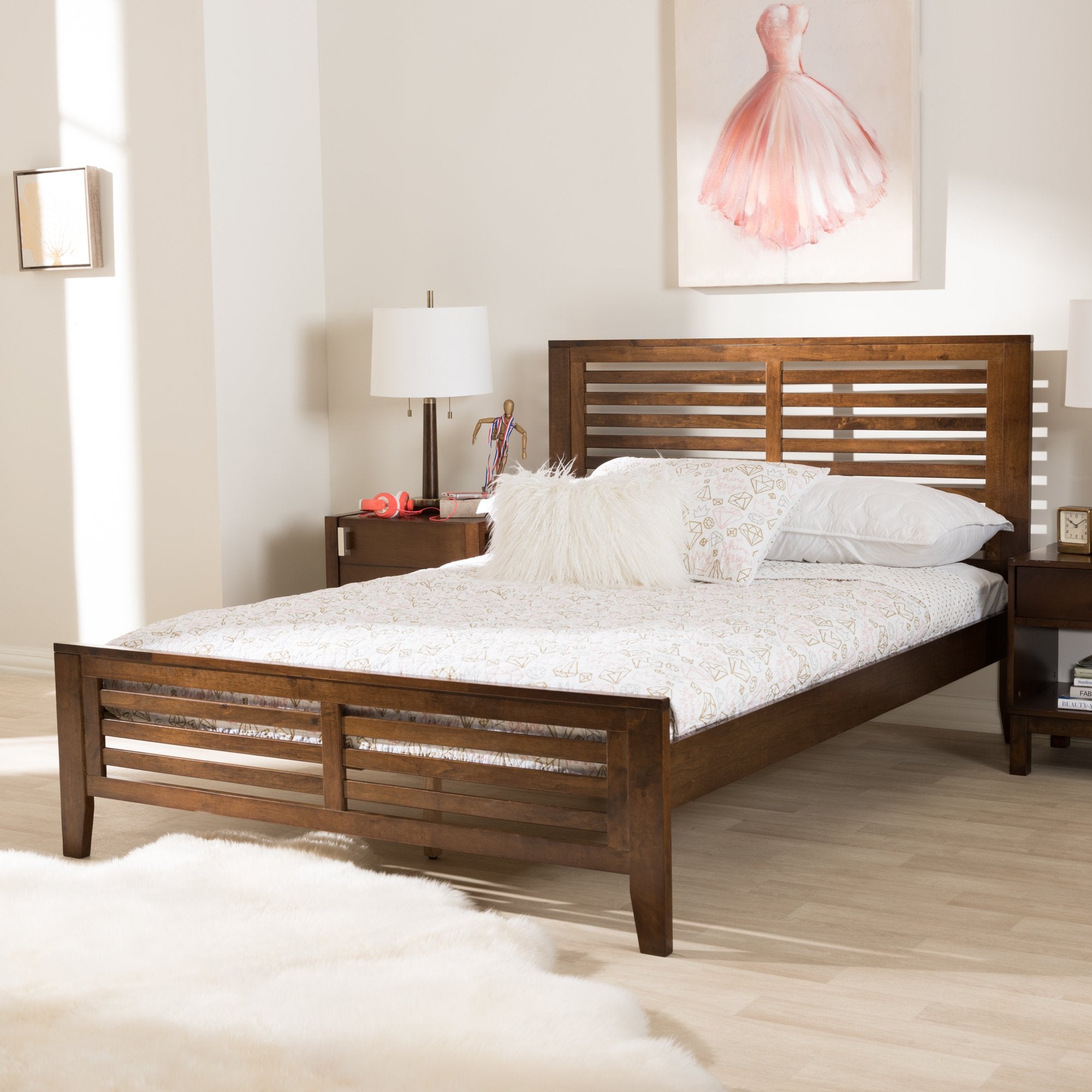 Baxton Studio Sedona Modern Classic Mission Style Walnut Brown-Finished Wood Full Platform Bed