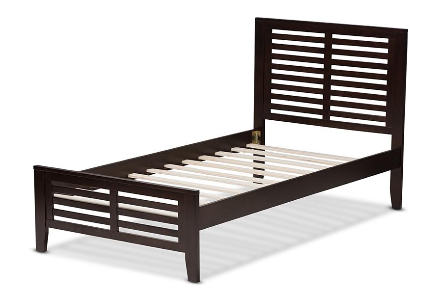 Baxton Studio Sedona Modern Classic Mission Style Dark Brown-Finished Wood Twin Platform Bed