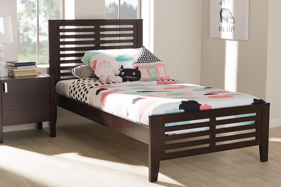 Baxton Studio Sedona Modern Classic Mission Style Dark Brown-Finished Wood Twin Platform Bed