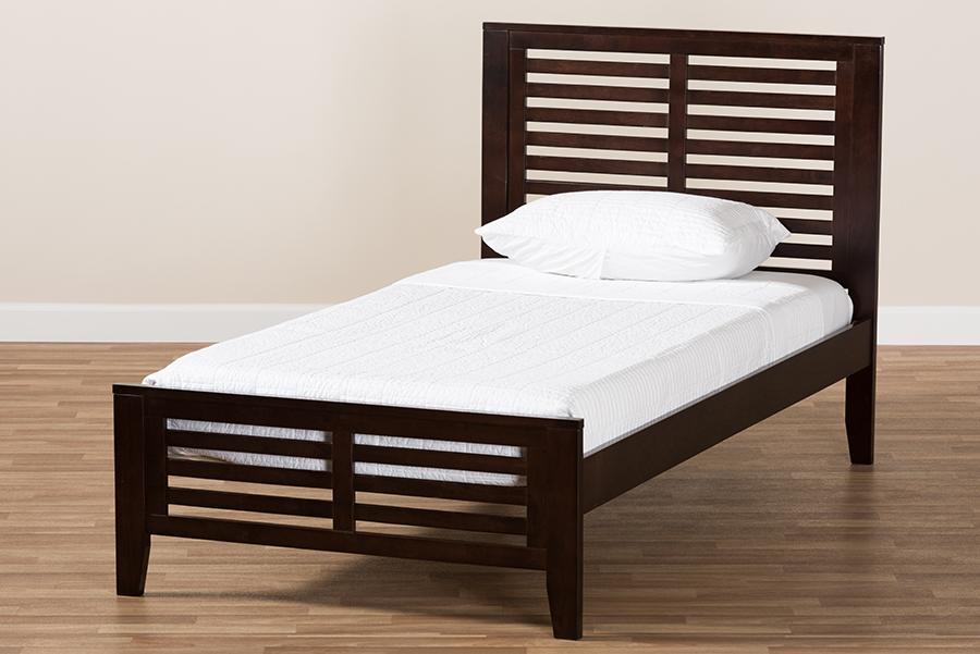 Baxton Studio Sedona Modern Classic Mission Style Dark Brown-Finished Wood Twin Platform Bed