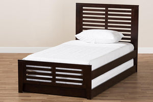 Baxton Studio Sedona Modern Classic Mission Style Dark Brown-Finished Wood Twin Platform Bed with Trundle