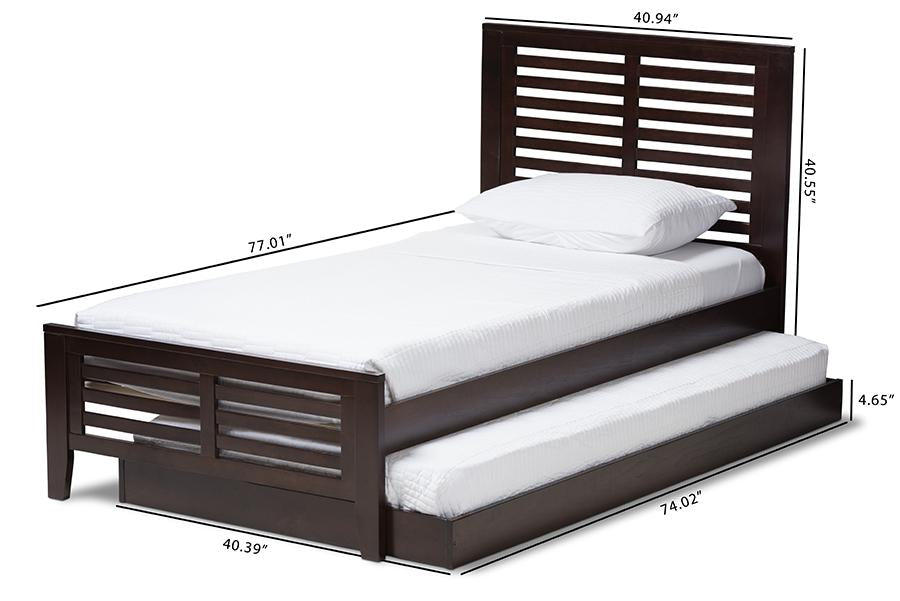 Baxton Studio Sedona Modern Classic Mission Style Dark Brown-Finished Wood Twin Platform Bed with Trundle