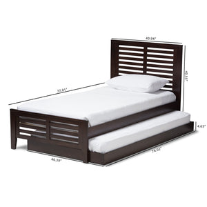 Baxton Studio Sedona Modern Classic Mission Style Dark Brown-Finished Wood Twin Platform Bed with Trundle